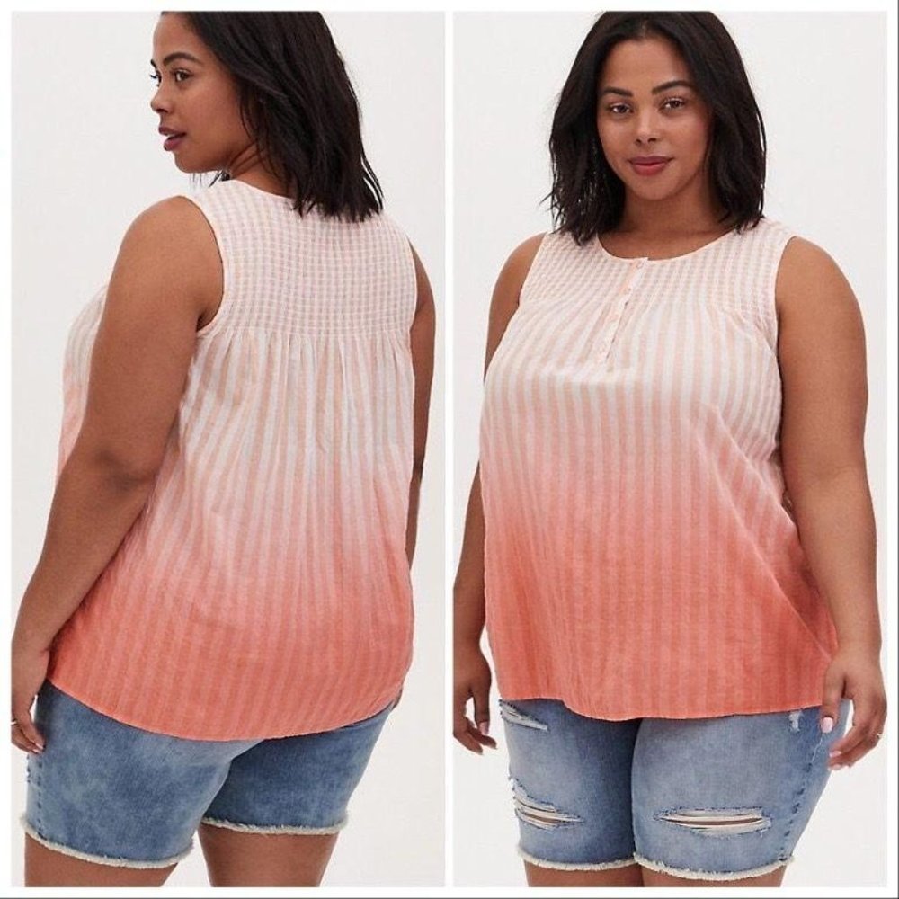 Nwt! Torrid Ombré Peach Coral Tank Top, 0 L 12.